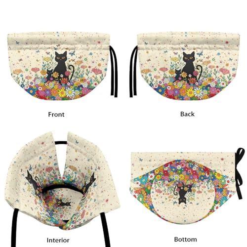 Image of Xoenoiee Black Cat Butterfly Tea Cozy Hippie Flower Print Tea Cosy for Teapots Keep Warm Teapot Cover Insulated Kettle Cover for Home Kitchen Table Decor
