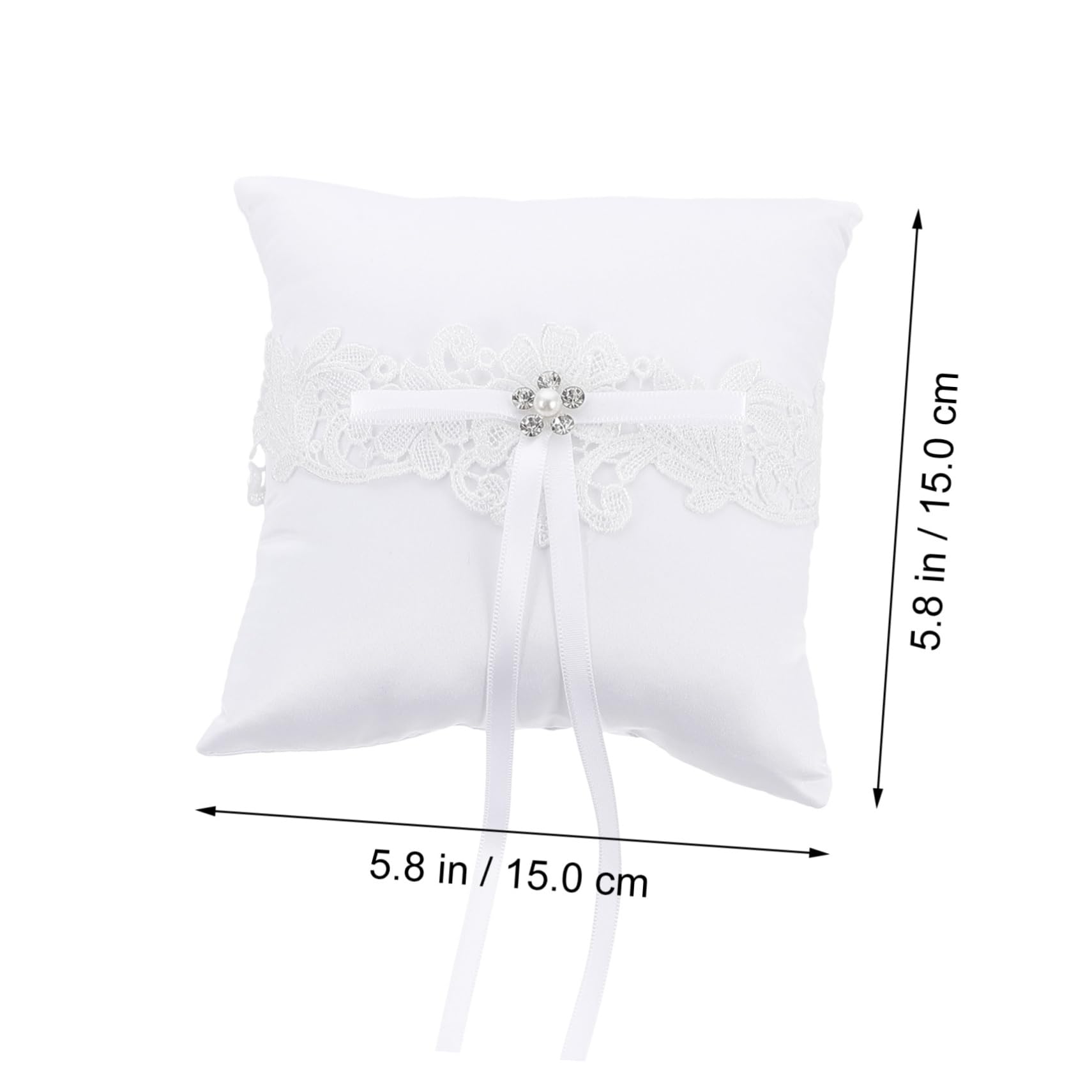 VOSAREA 1Pc Elegant Lace Wedding Ring Pillow with Bowknot Ring Cushion Holder for Ceremony Engagement Home Decor for Wedding Celebrations and Romantic Events