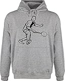 Hoodie Herren Pullover Männer - Sport Wandern Football & Co. - Badminton Action - S - Grau meliert - JH001