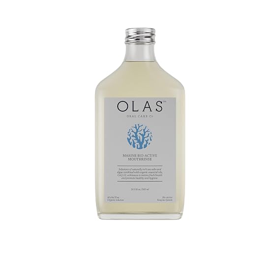 Olas Alcohol Free Mouthwash & Oral Rinse - Marine Bio-Active Mouth Rinse With Essential Oils & Antioxidants For A Healthy Oral Microbiome - Fluoride Free Natural Mouthwash 500 Ml