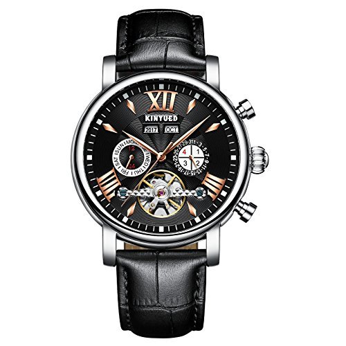 Leder Flying Tourbillon wasserfestem Mechanische Herren Uhren automatische Skelett