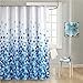 Blu Tenda da Doccia 180x200 cm, Tenda da Bagno Tessuto Poliestere Impermeabile Lavabile Antimuffa Antiruggine Lungo Decorativo Vasca da Bagno, con 12 Ganci Plastica, Azzurro Petali Floreali Design