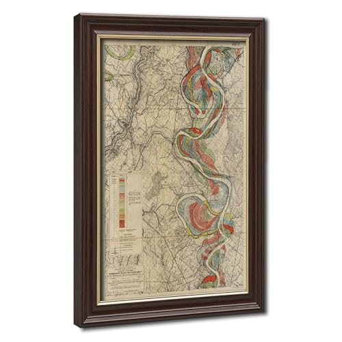 Carte géologique du Mississippi | Affiche sur toile décorative de fleuve historique