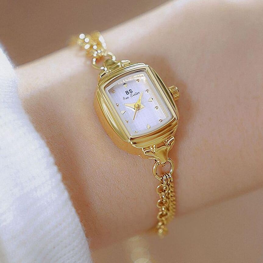 FANMIS Women Classic Vintage Bangle-Style Watch Dainty Small Dial Watch Luxury Dress Gold Bracelet Watch Ladies Minimalist Design Square Wrist Watches - Image 2