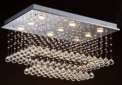 Miniatura 4 de Saint Mossi K9 Crystal Chandelier Light Fixture with 9 Lights and 2-Tier,Modern Flush Mount Ceiling Light Fixtures Modern Chandelier for