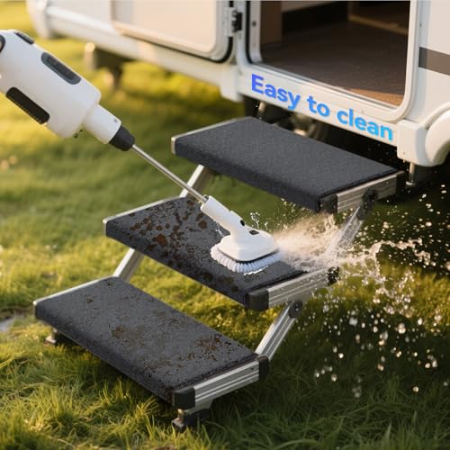 EFEALL Wohnmobil Trittstufen Fußmatte, Schnallenverschluss rutschfeste Verstellbare Trittstufe Teppich Wohnmobil, Stufenmatten Wohnmobil für 18–24 cm / 7-10’’ Trittstufe Wohnmobil, Schwarz
