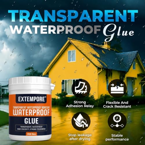 Image of Extempore Transparent Waterproof Glue 300 GM with Brush for Roof Leakage Repair | Epoxy Resin Waterproof Sealant | Crack Filler Adhesive for Terrace, Bathroom, Wall, Floor & Concrete Waterproofing