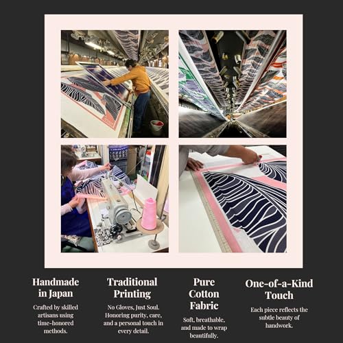 Musubism Furoshiki Wrapping Cloth - Large Eco Bag Reusable Gift Wrap, 100% Japanese Cotton, 100x100 cm, Versatile Fabric for Bento Box Wrapping, Gifts, and Travel, Pink Botanical Pattern4