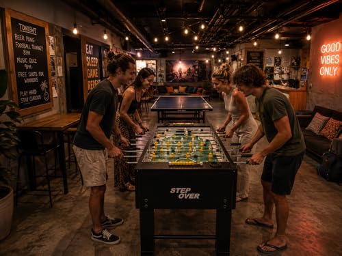 Image of STEP OVER Professional KickMaster Pro Foosball Table Official Competition for Adults, Strong Sturdy Built for Aggressive Games in Clubs, Offices and co-Working (2026 Edition) (Matte Black)