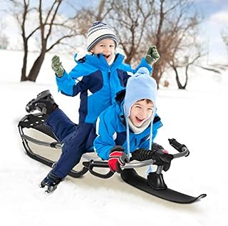 Goplus Snow Racer Sled, 55” Ski Sled Slider Board with Textured Grip Handles
