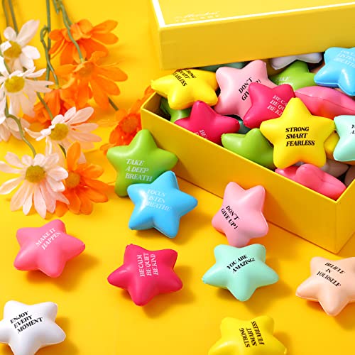 100 Pack Star Stress Ball Stress Relief Balls with Motivational Quotes Mini Motivational Stress Ball Inspirational Foam Balls for Kids Adults Stress Anger Fidget Relief Exercise (Fresh Colors) - Image 5
