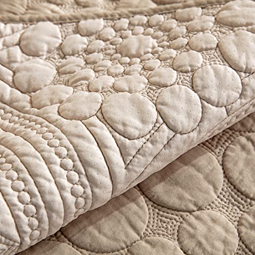 Vctops Boho Circle Embroidery Couch Sofa Cover Solid Color Cotton Quilted Non-Slip Sectional Couch Covers Sofa Slipcover For Dogs, Children, Pets Furniture Protector (Khaki,36"X70") #TOP5