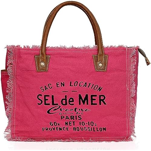 CREATIVE LEATHER ART Sel de Mer Canvas Tote Bag for Women