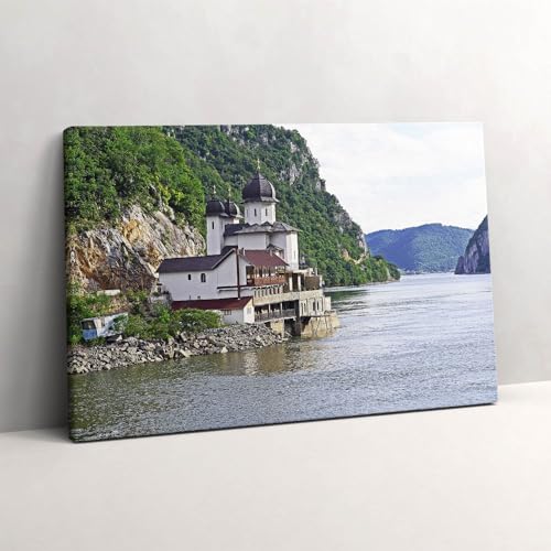 Tableau photo sur toile église au bord de l'eau Wallfluent 60x40cm