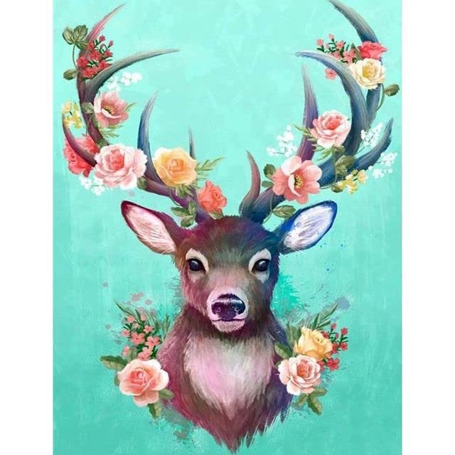 Amazon | 数字による Diy の絵画鹿の動物の絵現代壁アートキャンバス