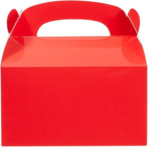 Miniatura 9 de Juvale Cajas rojas a dos aguas, 6.2 x 3.5 x 3.6 pulgadas, paquete de 24 unidades, soportes y asas de papel resistentes de 300 GSM, recuerdos de