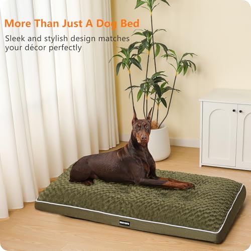 HMTOPE Orthopädisches Hundebett, Hundematte im Doppelstock-Design, Waschbar Hundekissen, Abnehmbar Hundekorb, 120 cm für Große Hunde, Olivgrün