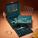 [FOQW] 大容量 ジュエリーボックス 3層 鍵付き ジュエリーケース アクセサリー入れ グリーン 宝石箱 収納ボックス 引き出し ジュエリー収納 ピアス イヤリング 指輪ネックレス ピアス リング 分割と取り外し可能 エレガント