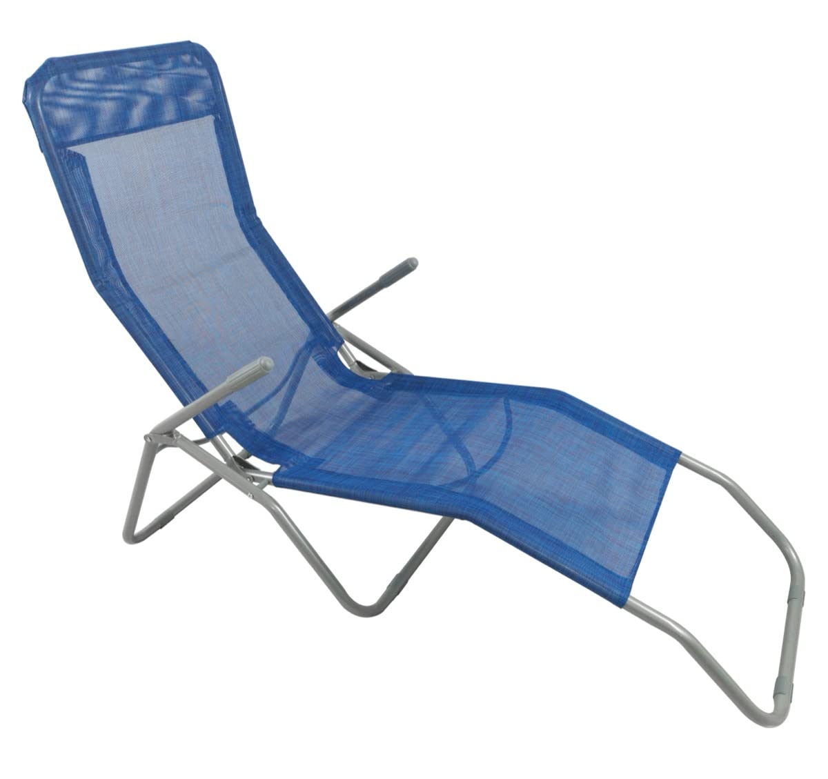 Lettino Prendisole Basculante Sdraio da Esterno 130x43x58h cm - Struttura a Dondolo, da Giardino, Reclinabile, Piscina, Spiaggia, Terrazzo - Struttura in Metallo (Blu)