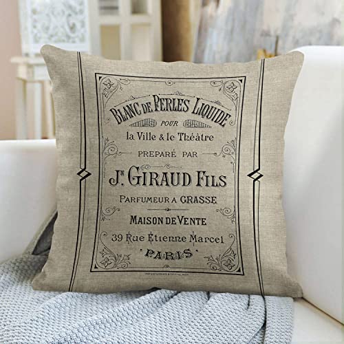 Emvency Throw Pillow Cover Vintage Advertisement French Perfume Ad Paris France Chic Decorative Pillow Case Home Decor Square 20 X 20 Inch Pillowcase #TOP4