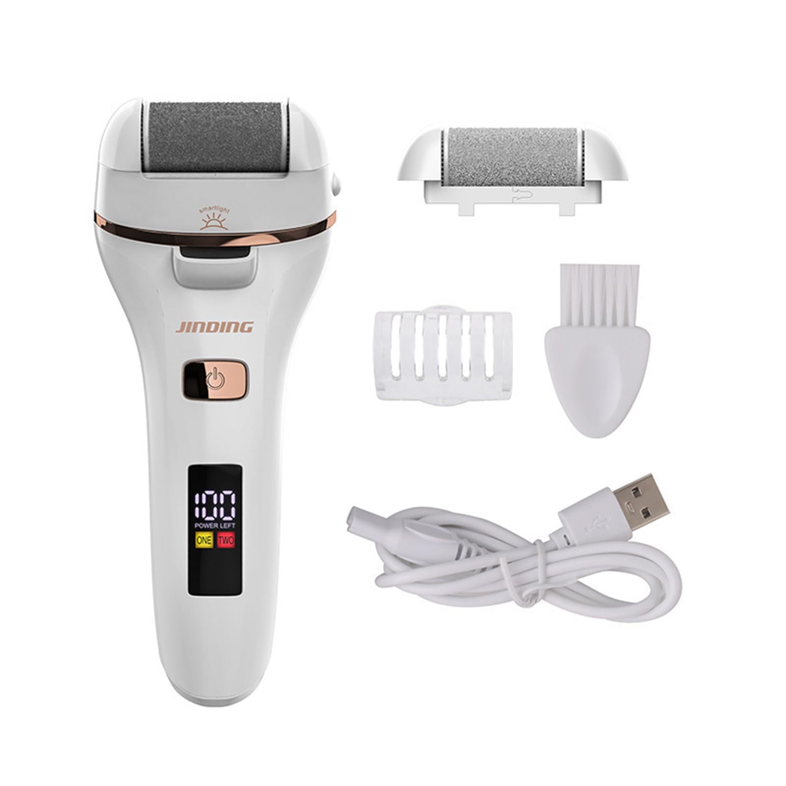 Layhou Electric Foot Grinder with LED Light Callus Remover Dead Skin Remover with Digital Display Foot Care Machine Pedicure Tool with 2 Grinding Heads 2 Adjustable Speeds