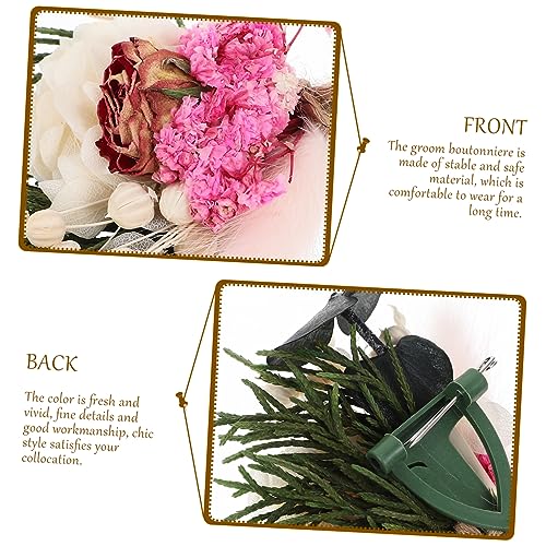 Boutonniere de flor seca para boda elegante Ciieeo miniatura 3