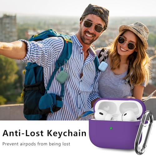 Image of Ljusmicker for AirPods Pro Case Cover with Cleaner Kit,Dark Purple | Silicone Protective Cover for Apple AirPods Pro 2nd /1st Generation Case with Keychain for Women Men,Shockproof