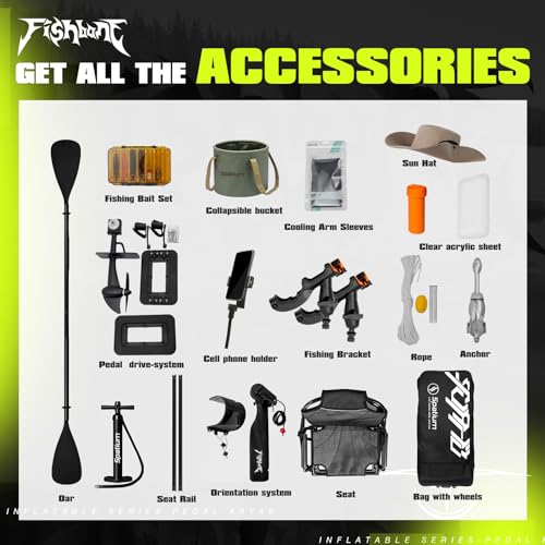 Spatium Pedal Fishing Inflatable Kayak Pedal Sit on Top Pedal Drive Fishing Kayak with 360° Rotatable Seat Pedal Kayak for Adults One Person Suitable for Rivers,Oceans,Lakes-Fish Bone Model - Thumbnail 6