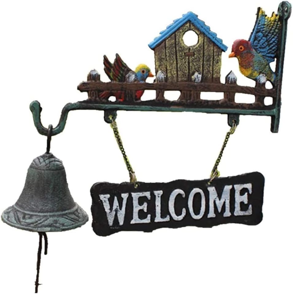 Cast Iron Doorbell Dinner Bell Antique Doorbell Handbell Garden Decoration Rustic Retro Birdie Iron Cast Iron Doorbell