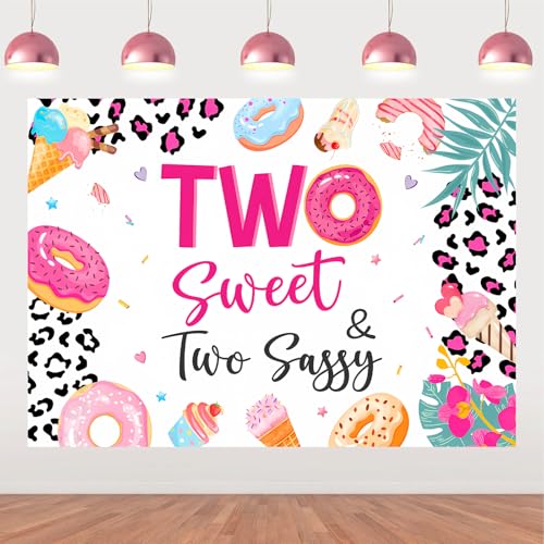 Toile de fond Two Sweet Two Sassy aux motifs donuts pastel pour anniversaire