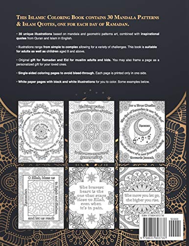 Islamic Coloring Book with Mandala & Islam Quotes: 30 Mandala Patterns with Islam Quotes to Color fo