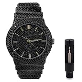 Orologio da uomo completamente ghiacciato al quarzo con diamanti finti – include strumento di regolazione dell'orologio, ORO FUCILE, 8.5 inch