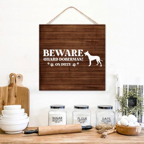 Letrero vertical de madera para guardería y jardín Beware Guard Dog 4
