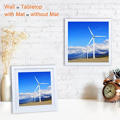 12X12 Wood Picture Frame Set Of 4 Diamond Painting Frame 30X30Cm Display 10X10 In/25X25Cm With Mat Or 12X12In/ 30Cm X 30Cm Without Mat Diamond Art Frame Square Photo Frame For Wall Or Tabletop, White #TOP3