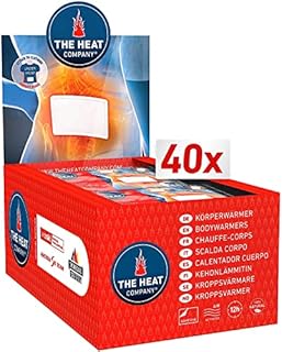 THE HEAT COMPANY Bodywarmer - 10 or 40 Pieces - EXTRA WARM - Adhesive - Warmer for Back and Neck - 12 Hours Pleasant Warmth - Instant Heat - Air Activated - Purely Natural