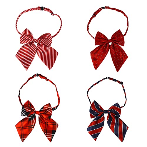 Larcele 4-Pack Girls JK Uniform Bow Ties Adjustable Bowtie Large Ribbon Neck Ties School Uniforms Accessories LJD-01 (Multicolor 2)
