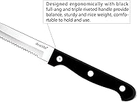 Vista 2 de Juego de 12 cuchillos dentados para carne, juego de cuchillos de carne de triple espiga completa, color negro, 4.5 pulgadas, para cocina