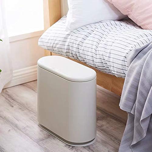 Ieek TRASH CAN With Press Top Lid,2.4 Gallon/10 Liter Garbage Can Modern Waste Basket For Bathroom,Living Room,Office,Kitchen And Narrow Spaces,Grey thumb #1