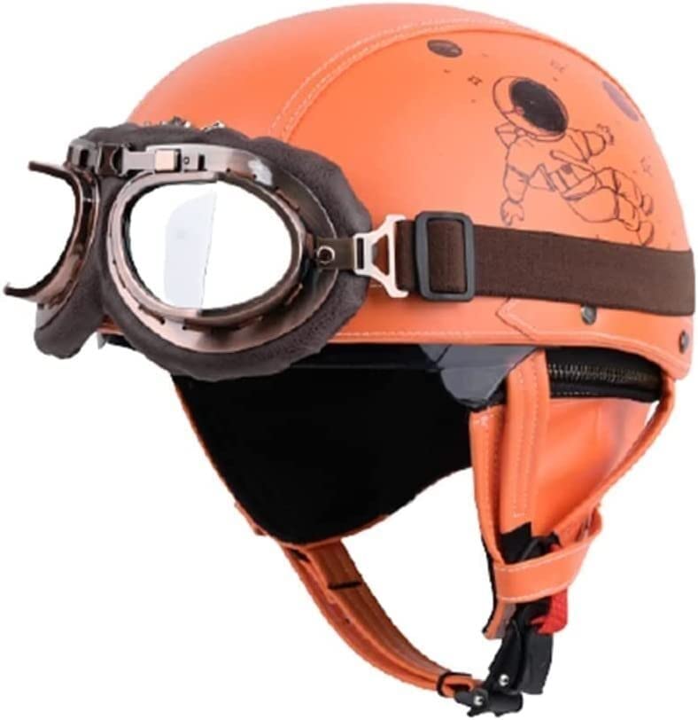 Retro Motor Half Helm - Mannen en Vrouwen Zomer Baseball Cap Open Helmen DOT Goedgekeurd Vintage Motor Jet Half Helm voor Scooter Chopper Bromfiets ATV (Color : C, Size : XXL=62-64CM