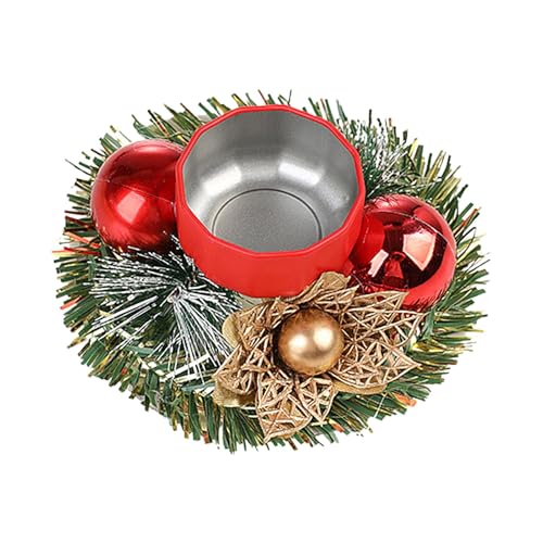 Portavelas – Portavelas para velas de té de Navidad | Portavelas rústico vintage | Portavelas de madera artificial de Navidad | Decoración de centro de mesa de piña de bayas