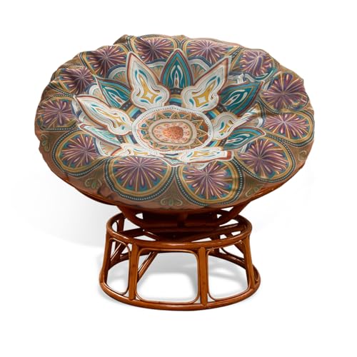 Thankyall Papasan Cushion Cover Only, Water Resistant Papasan Chair Cushion Cover for Outdoor lndoor,Skin-Friendly Soft Machine Washable Unfading Zippered Cover (Mandalas 3, 50in)