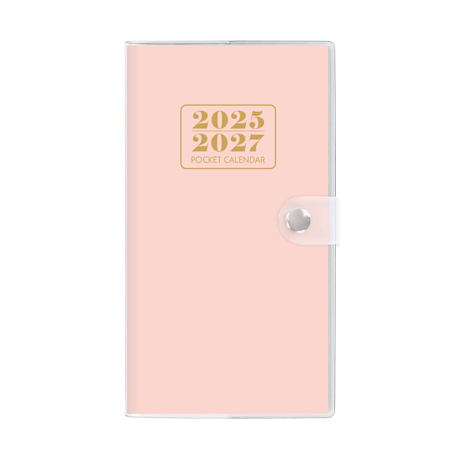 Pocket Calendar 2025-2027, Monthly Purse Planner (6.7" x 3.7") Runs from July 2025 to December 2027, Solid Pink Pocket Calendar with PVC Cover for