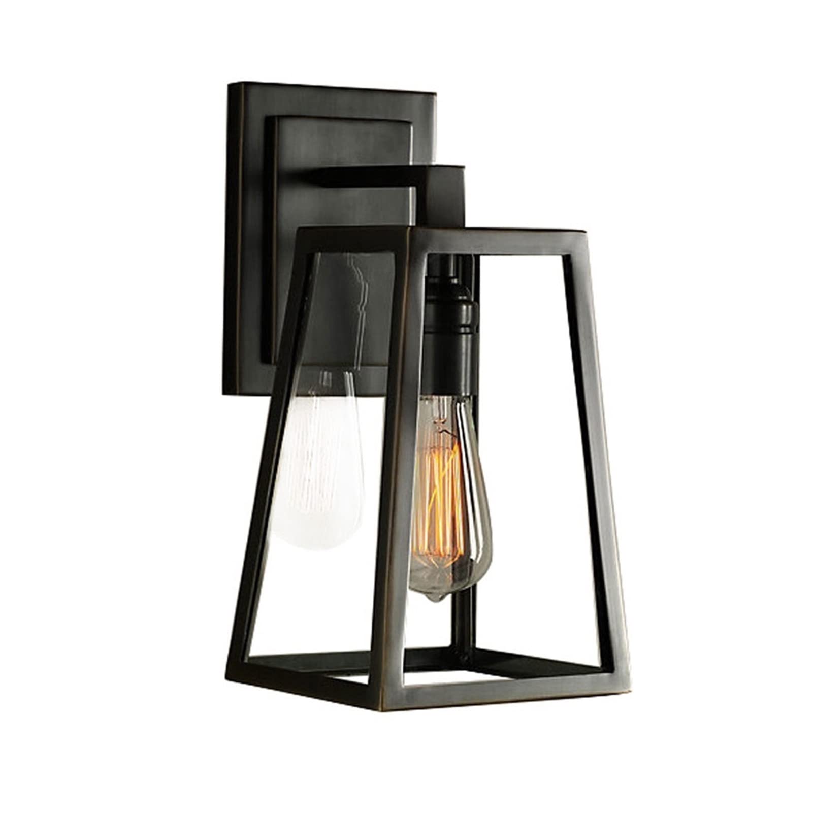 noxozoqm Retro Glass Lantern Industrial Outdoor Wall Lantern, Exterior Wall Sconce Light Fixtures,Wall Mounted Single Light