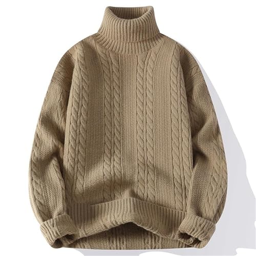 Men’S Vintage Style Turtleneck Sweater Loose Fit Solid Long Sleeve Casual Knit Pullover Jumper Top2