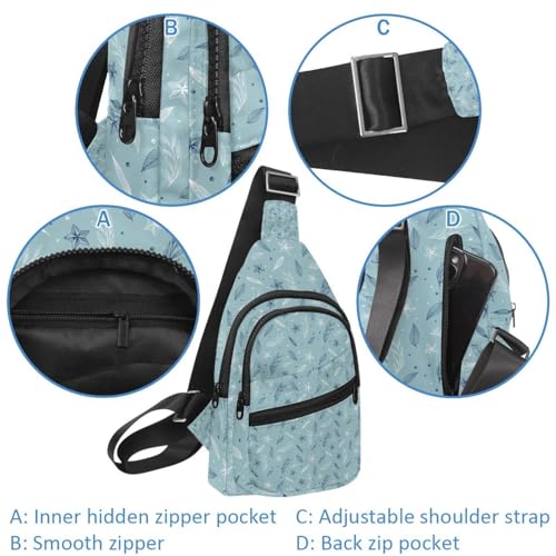 Sac de poitrine homme pour libérer vos poches | Sac à bandoulière zippé feuilles tombantes - 2