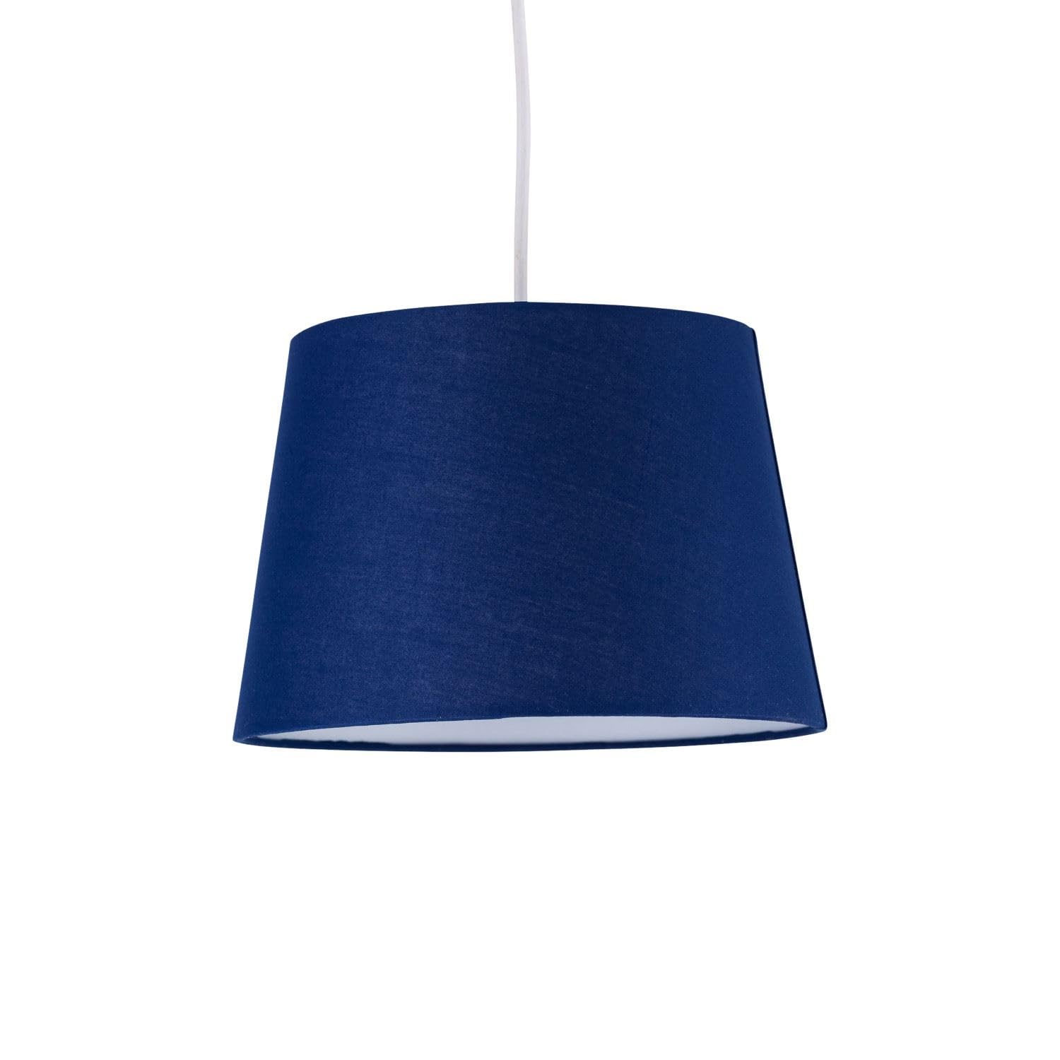 Firstchoicelighting Blue Navy Fabric Easy Fit Light Shade/Lampshade For Ceiling Light Or Table Lamp, 23Cm Diameter