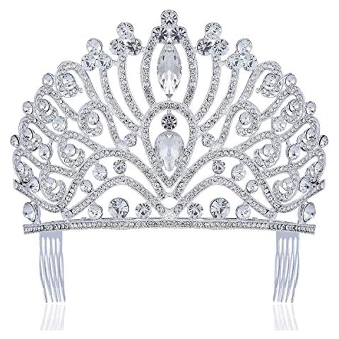 TWINKLING CLEAR WHITE AUSTRIAN CRYSTAL RHINESTONE TIARA CROWN WITH HAIR SIDE COMBS HAIR JEWELRY BRIDAL PRINCESS QUEEN COSTUME WEDDING PAGEANT T995 Cover