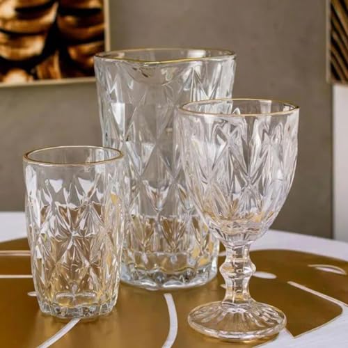 Jogo Taças com Fio de Ouro Transparentes 6un 300ml Diamond