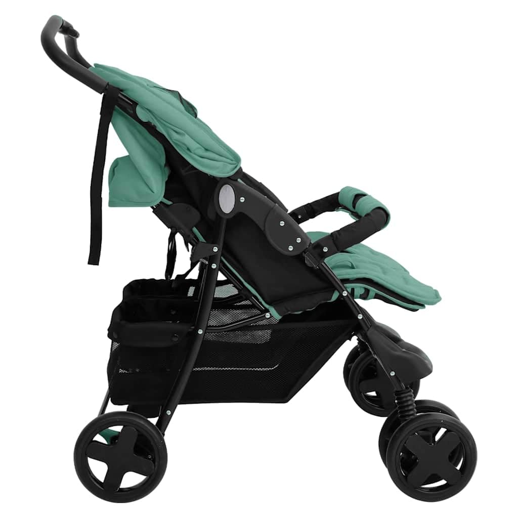 Genérico Carrito para Gemelos de Acero Verde,Bebés y niños pequeños,Transporte de bebés,Cochecitos de bebé-10346