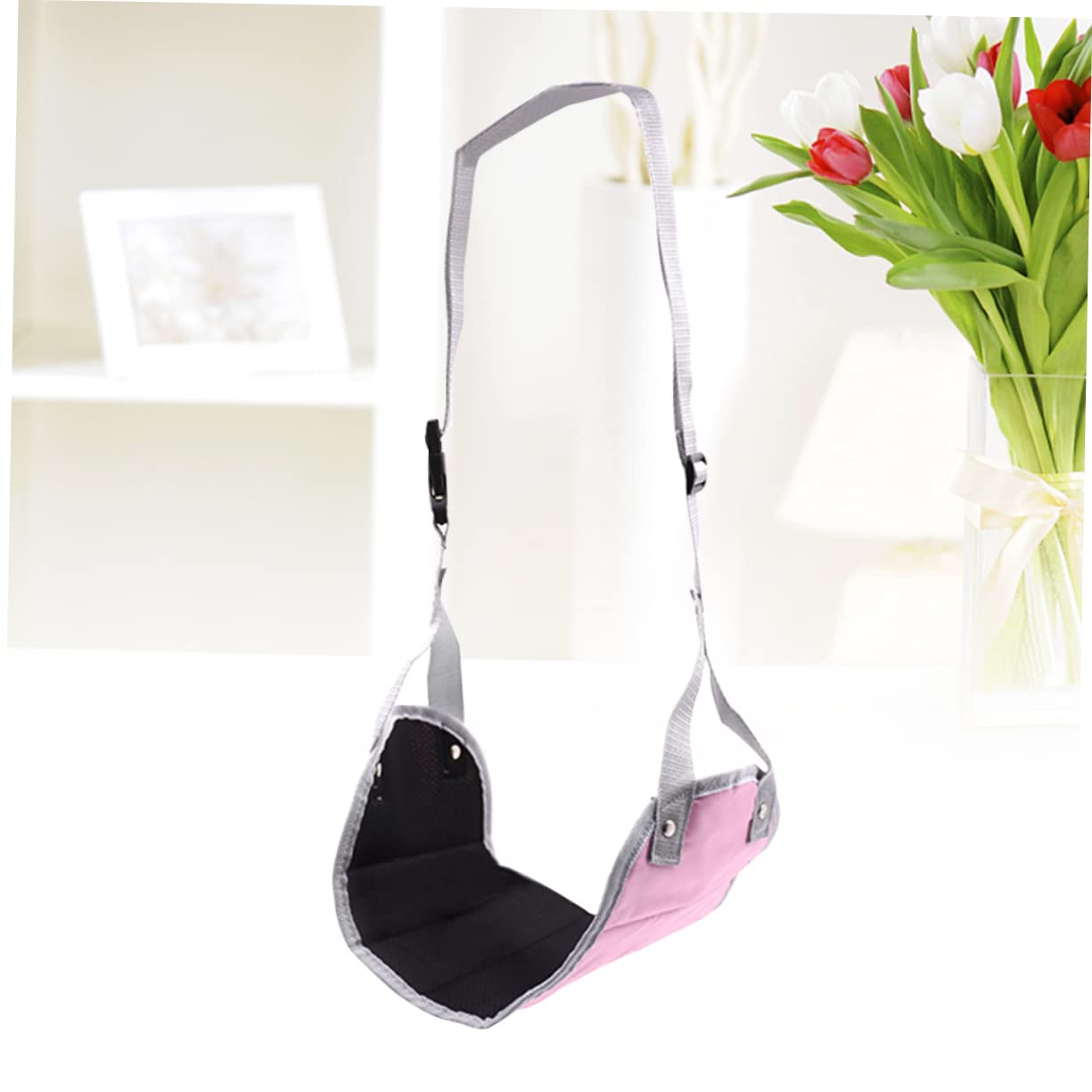 Tofficu 2pezzi Poggiapiedi Portatile Regolabile Per Ufficio e Viaggio Supporto Per Leggi e Schiena Cuscino Hammock Per Aereo Rosa